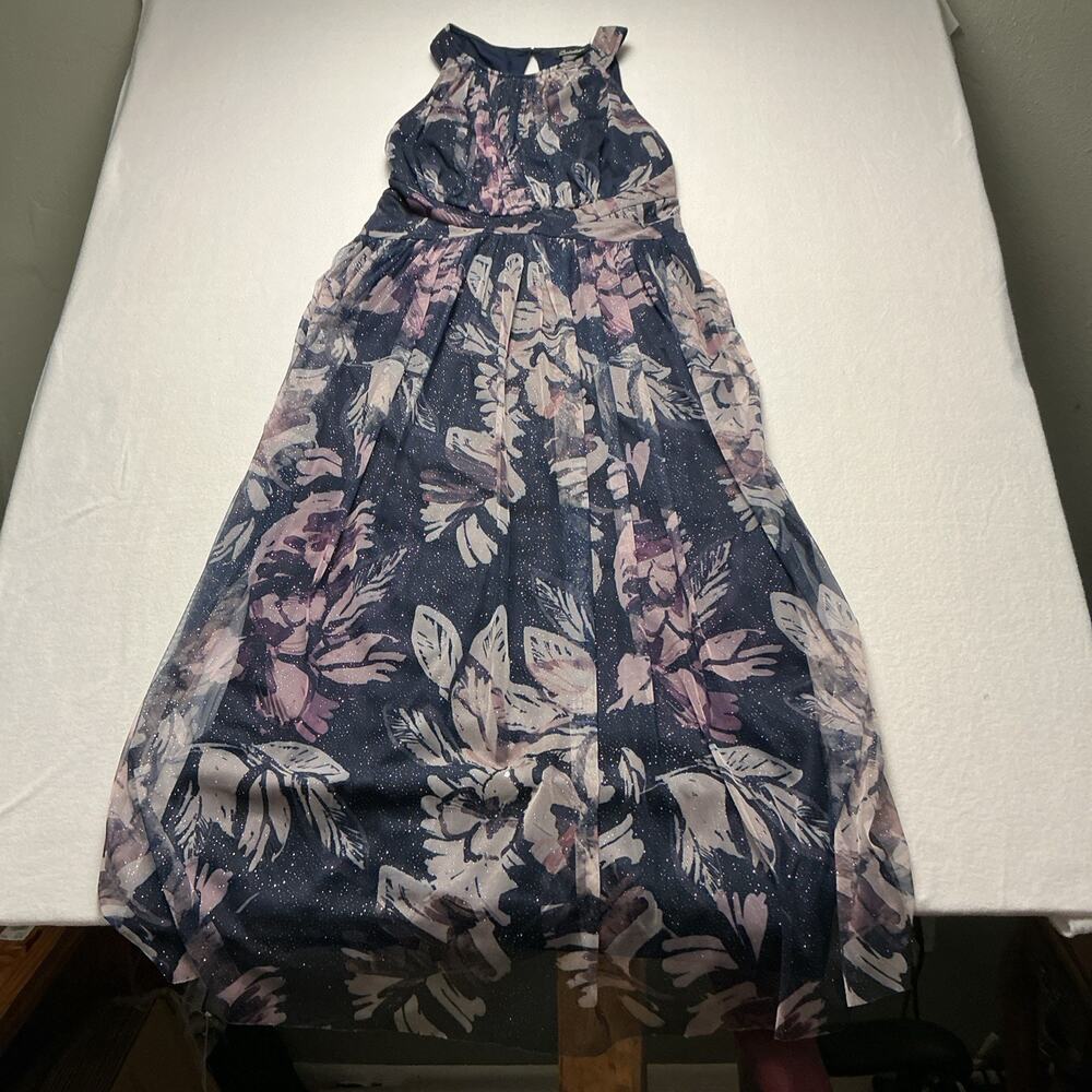 Candalite Maxi Dress Womens XL Halter Floral Chiffon Gown 3713